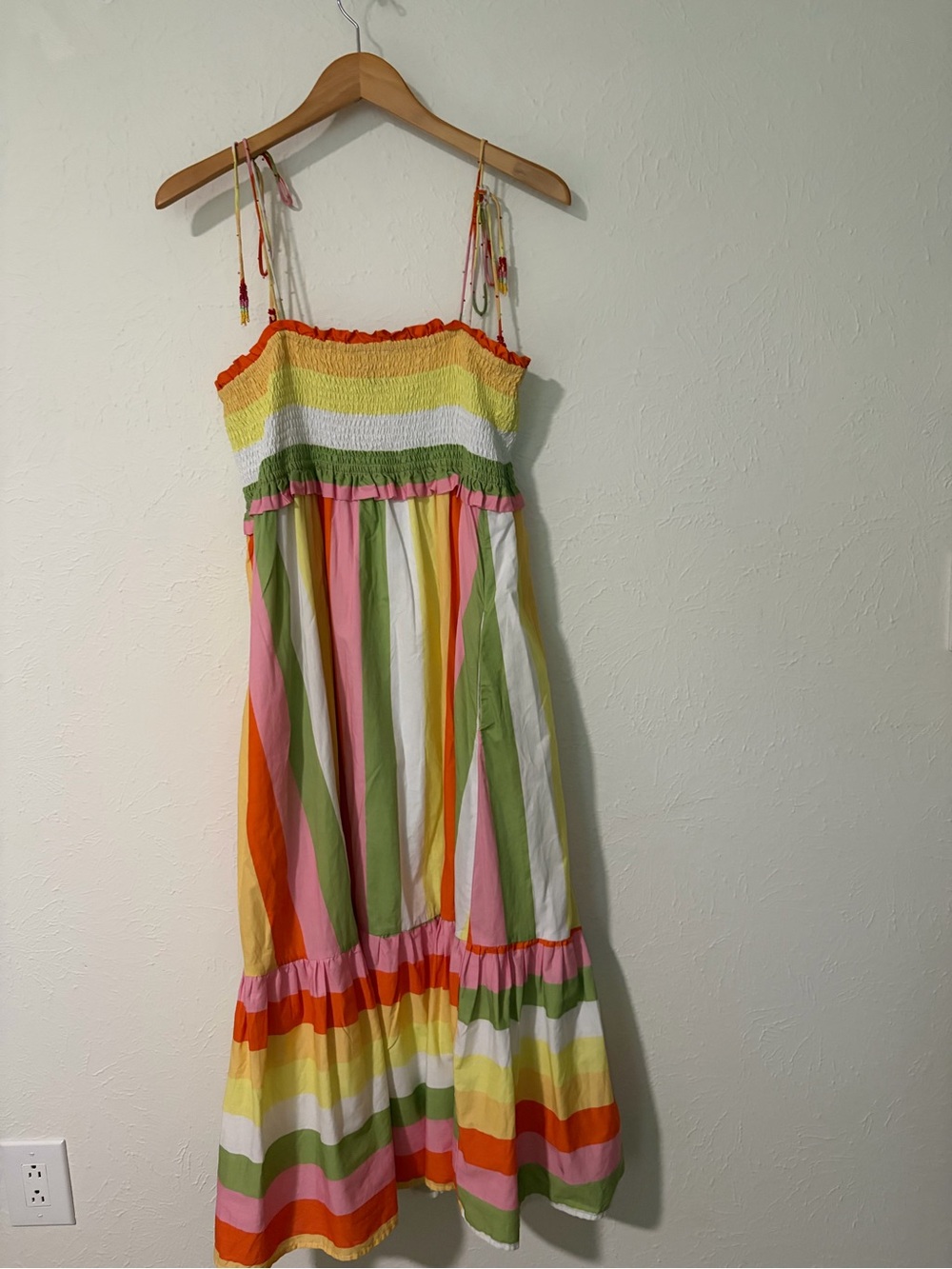 J. Marie Women's Size XL Multi Striped Spaghetti Strap Smocked Midi Dress - Picture 5 of 6